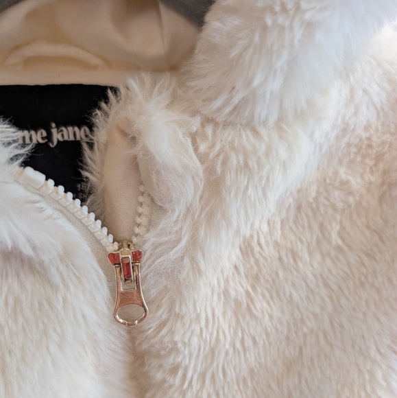 ME JANE MINI baby girl super fuzzy bear ears hooded plush cream jacket - Picture 3 of 11